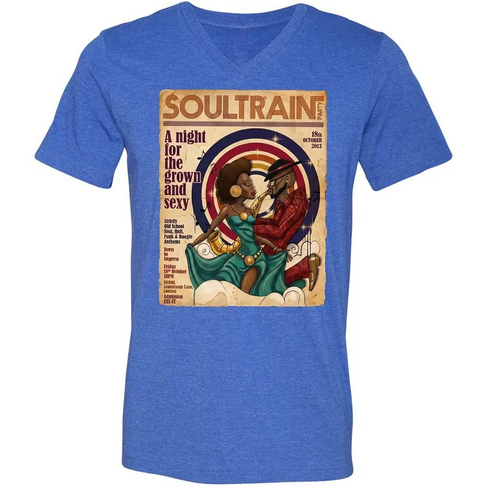 Unisex V-Neck T-Shirt - H2P2D4DT - Heather True Royal - 5