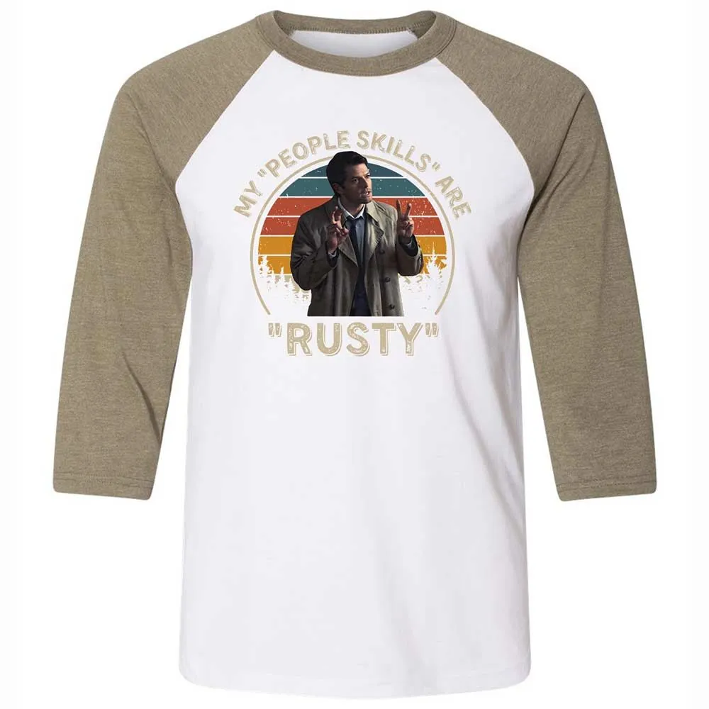 Unisex 3/4 Baseball Tee - J7MQ6F35 - White/Heather Olive - 4