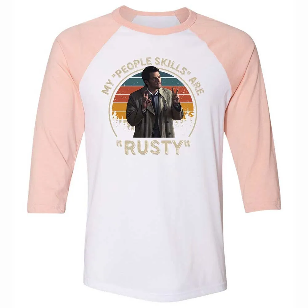 Unisex 3/4 Baseball Tee - J7MQ6F35 - White/Heather Peach - 5