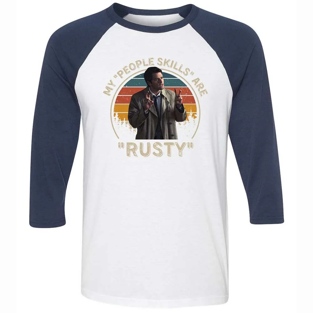 Unisex 3/4 Baseball Tee - J7MQ6F35 - White/Navy - 8