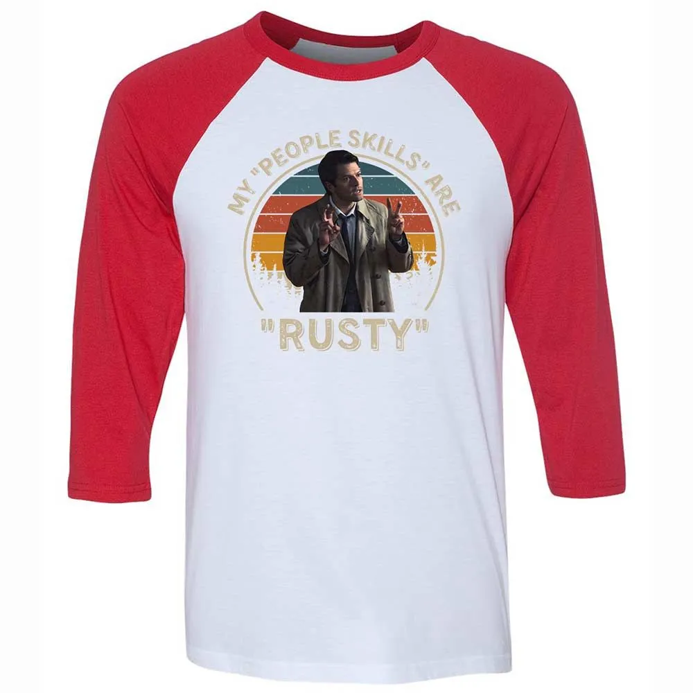 Unisex 3/4 Baseball Tee - J7MQ6F35 - White/Red - 9