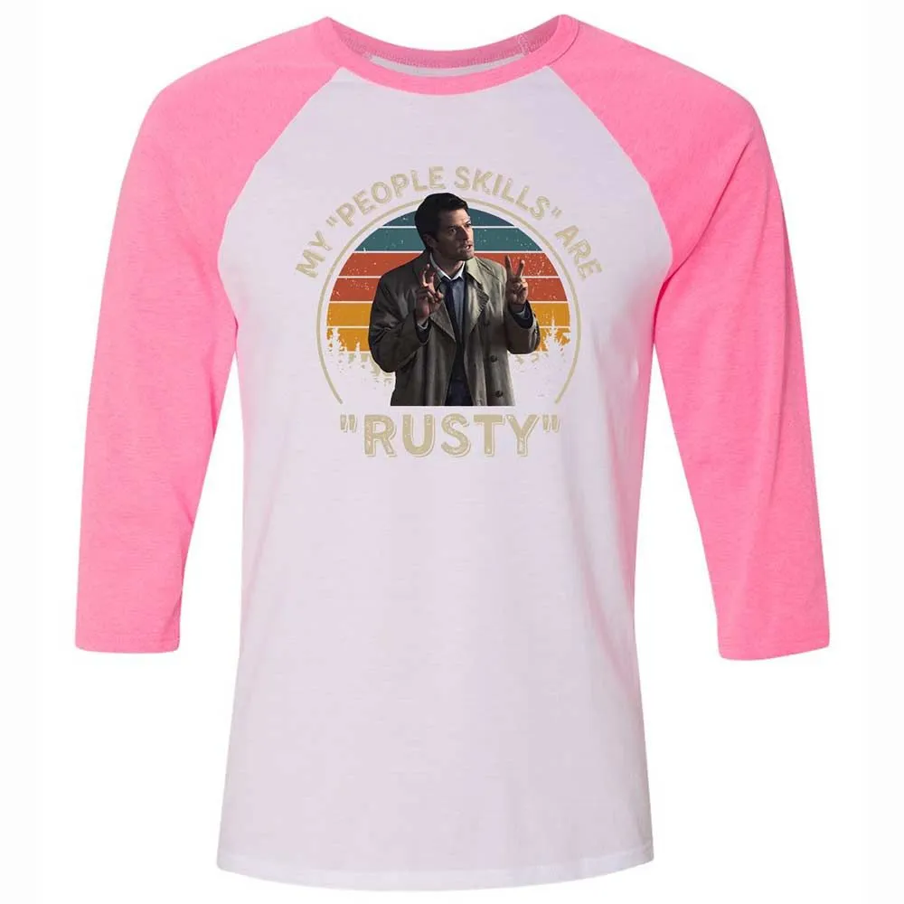 Unisex 3/4 Baseball Tee - J7MQ6F35 - White/Neon Pink - 12