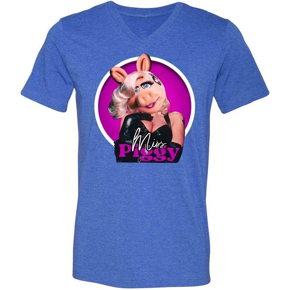Unisex V-Neck T-Shirt - 8G4XCMEK - Heather True Royal - 5