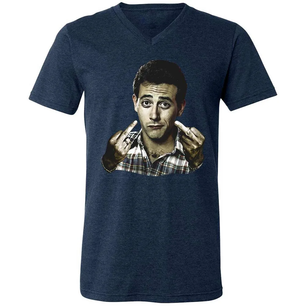 Unisex V-Neck T-Shirt - F3RYF1GF - Heather Navy - 3