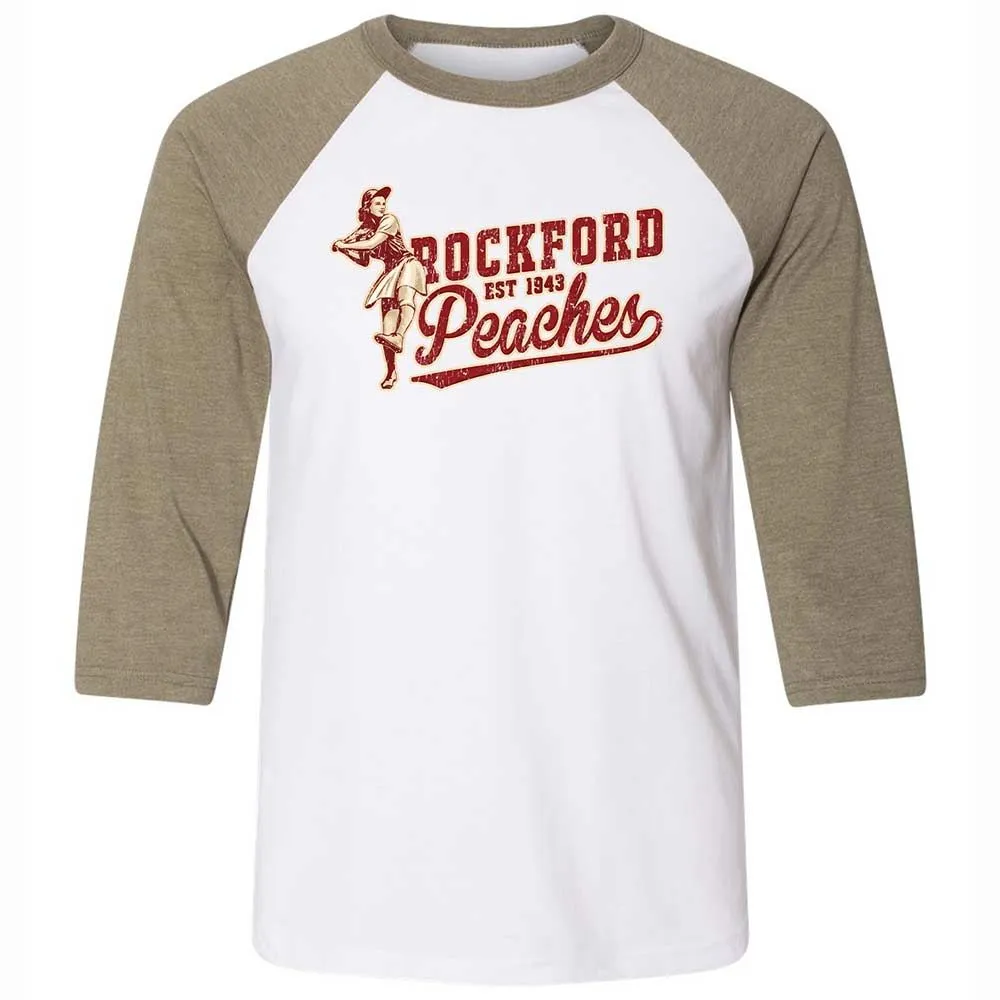 Unisex 3/4 Baseball Tee - W4MZN4BJ - White/Heather Olive - 4