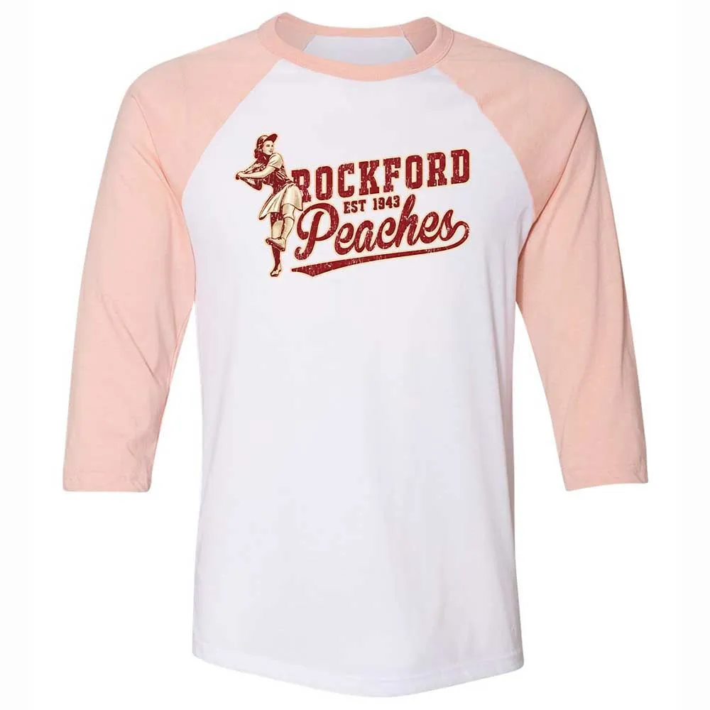 Unisex 3/4 Baseball Tee - W4MZN4BJ - White/Heather Peach - 5