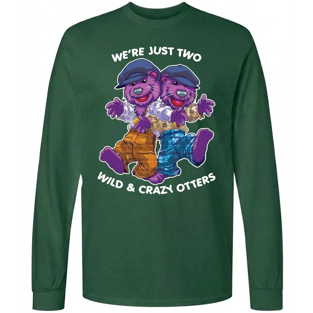 Two wild & crazy otters - Forest Green - 4