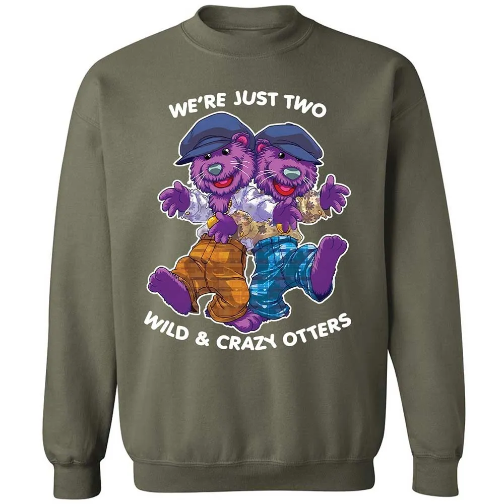 Two wild & crazy otters - Military Green - 9