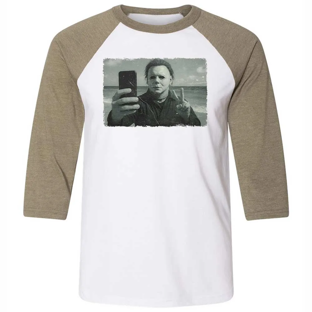 Unisex 3/4 Baseball Tee - 8VNXU8HL - White/Heather Olive - 4