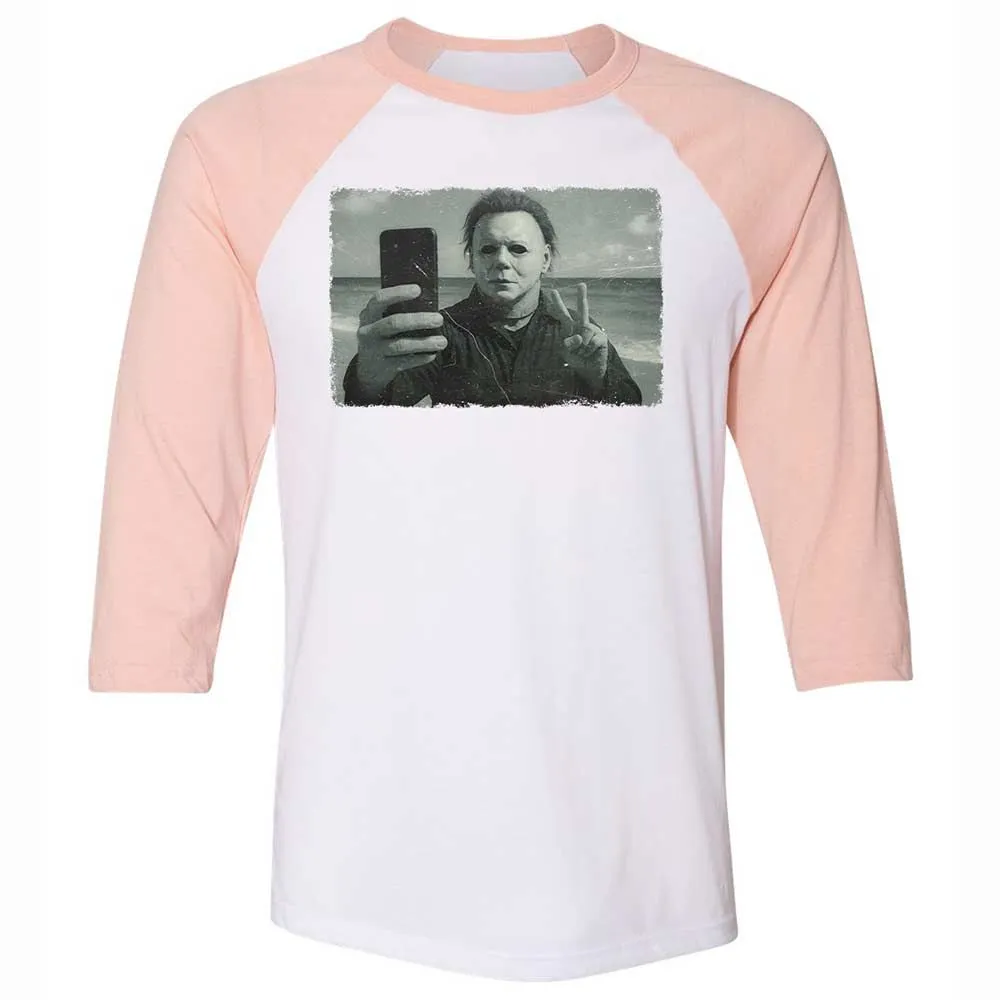 Unisex 3/4 Baseball Tee - 8VNXU8HL - White/Heather Peach - 5