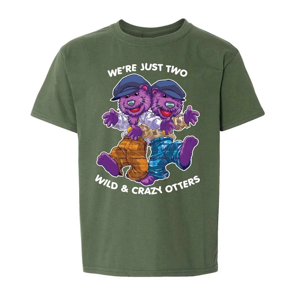 Two wild & crazy otters - Military Green - 19