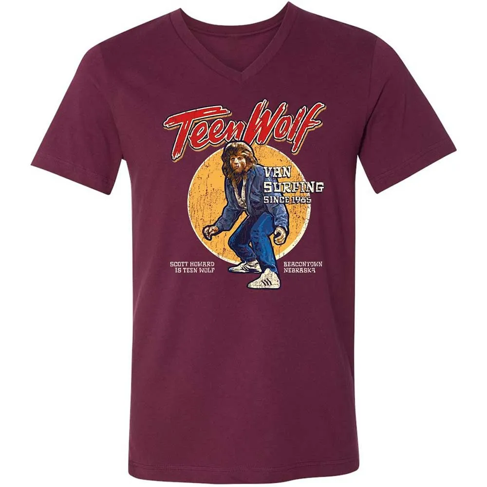 Unisex V-Neck T-Shirt - R9XFT5J6 - Maroon - 8
