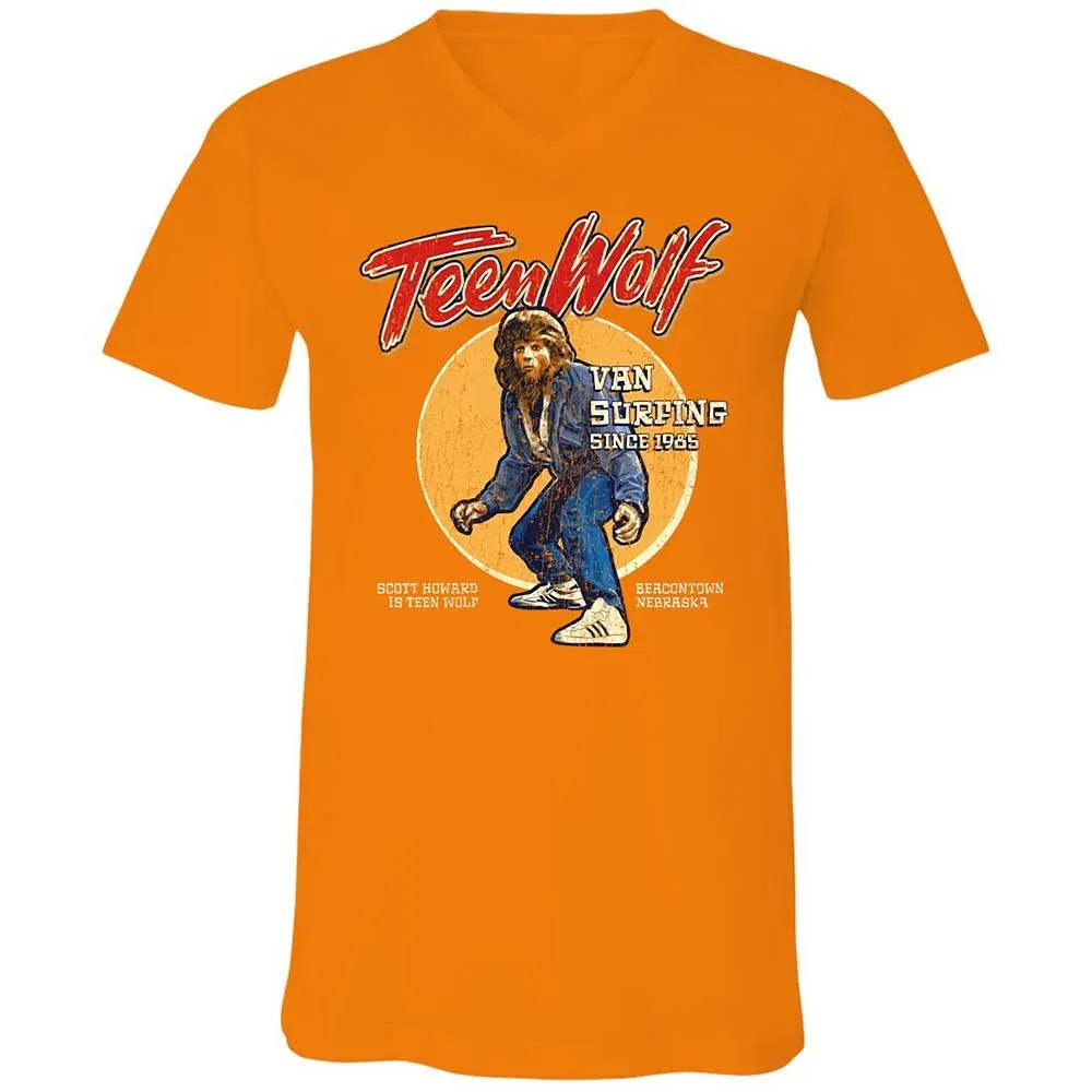 Unisex V-Neck T-Shirt - R9XFT5J6 - Orange - 12