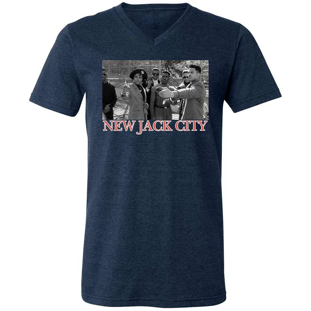 Unisex V-Neck T-Shirt - 27NNY9HS - Heather Navy - 3