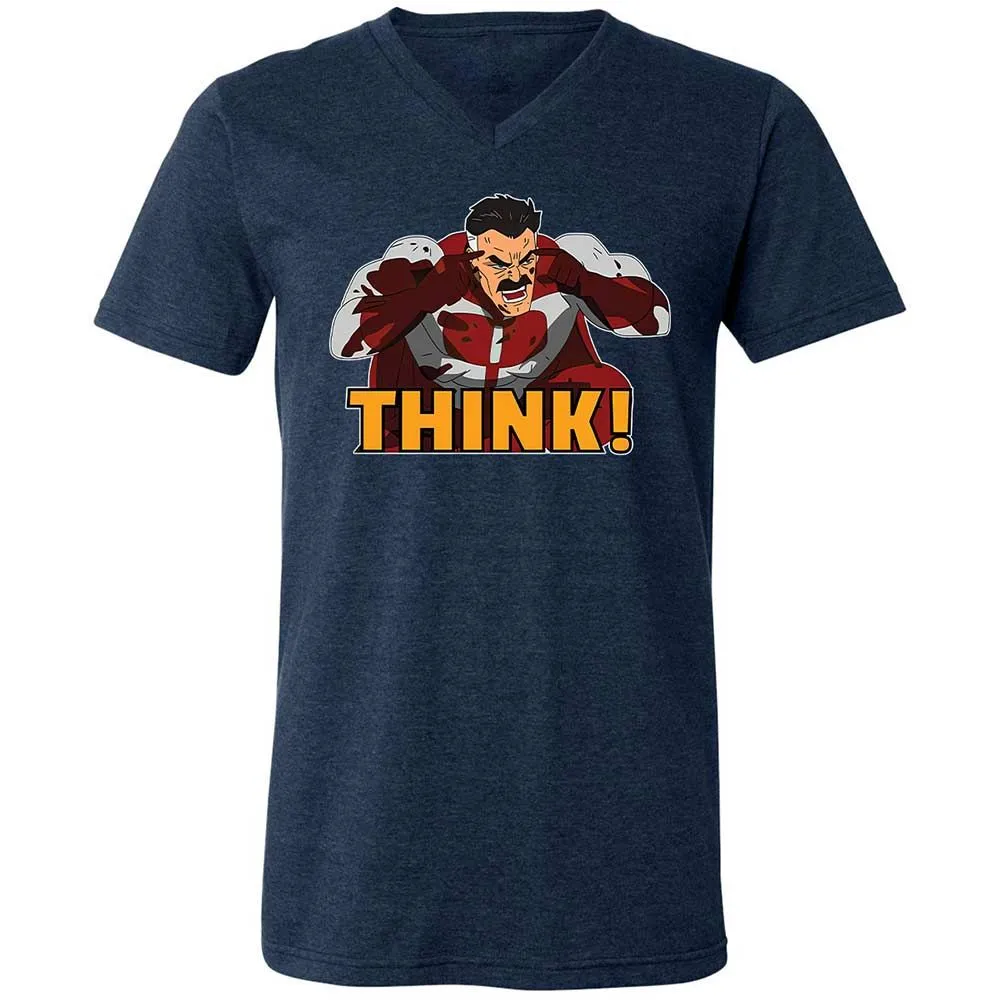 Unisex V-Neck T-Shirt - R68FZMJJ - Heather Navy - 3
