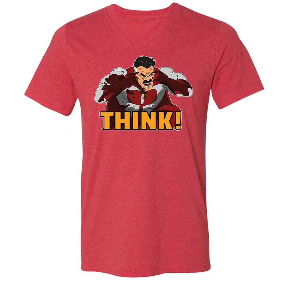 Unisex V-Neck T-Shirt - R68FZMJJ - Heather Red - 7