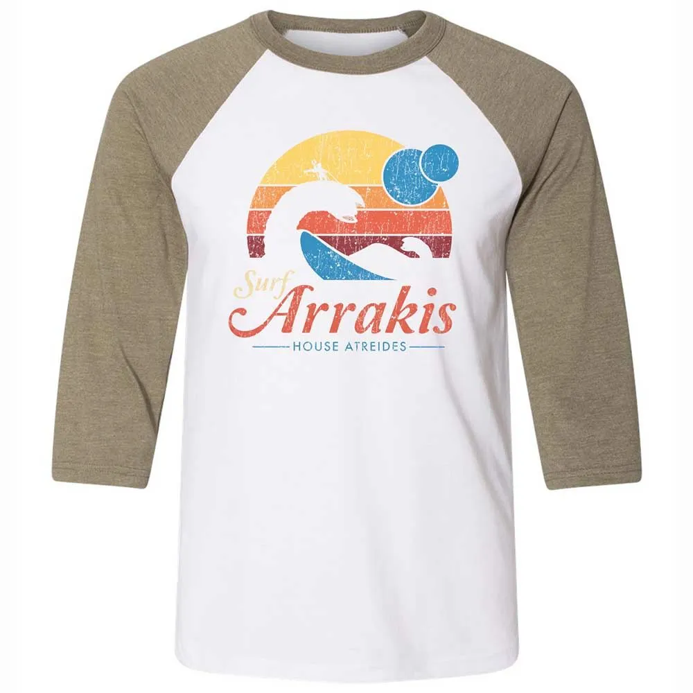 Unisex 3/4 Baseball Tee - QP913W1E - White/Heather Olive - 4