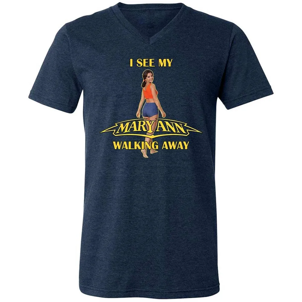Unisex V-Neck T-Shirt - K8U6GMJ8 - Heather Navy - 3