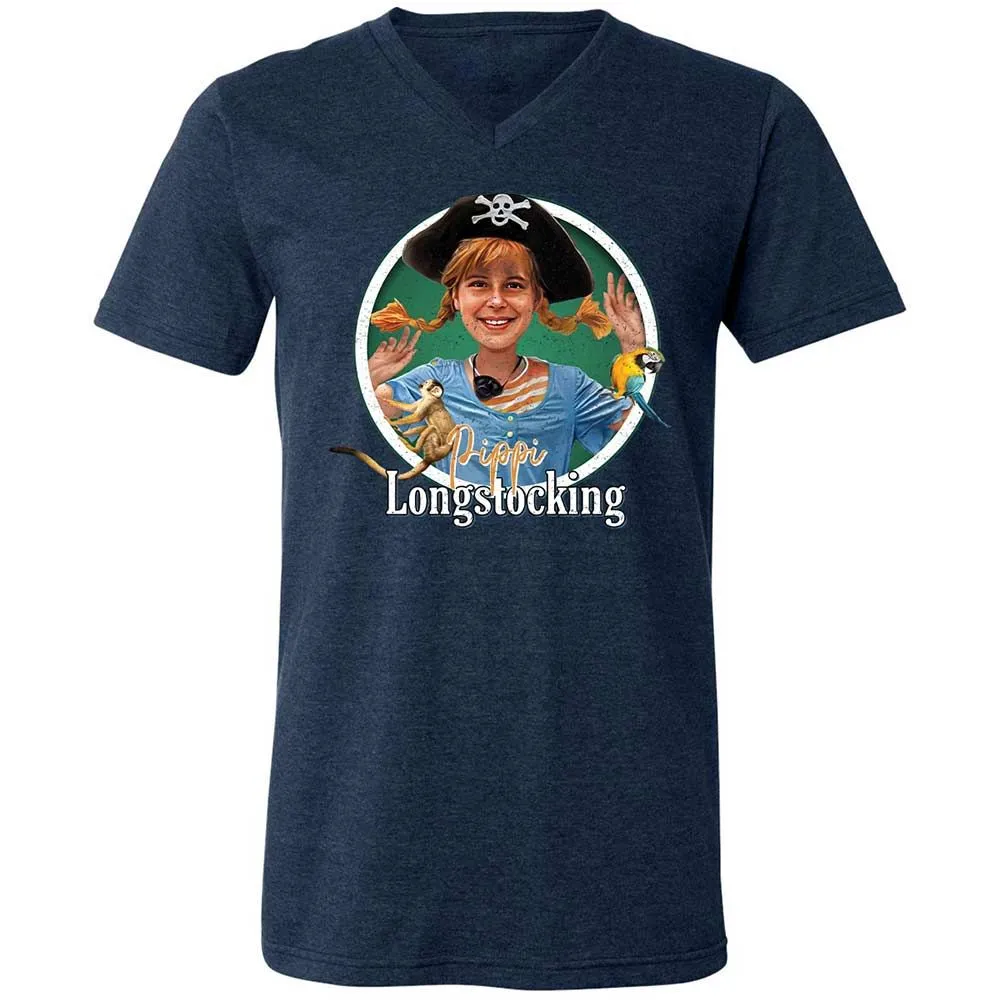 Unisex V-Neck T-Shirt - HH3Y2VEV - Heather Navy - 3