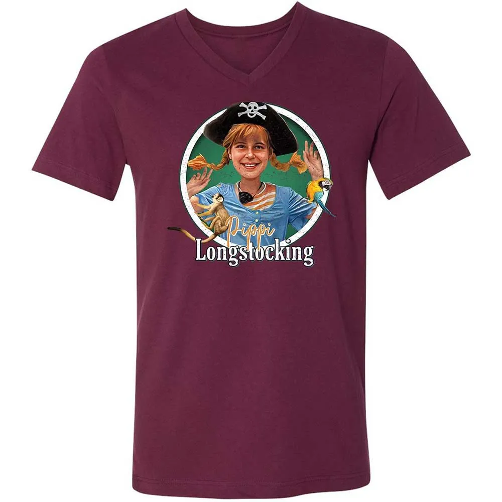 Unisex V-Neck T-Shirt - HH3Y2VEV - Maroon - 8