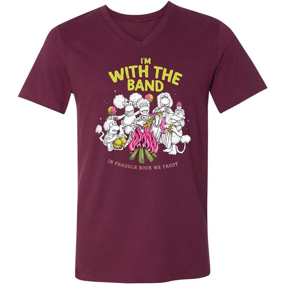 Unisex V-Neck T-Shirt - 87A15QZF - Maroon - 8