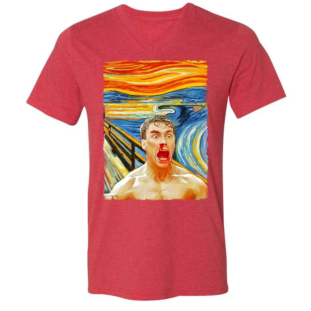 Unisex V-Neck T-Shirt - PJBVXW67 - Heather Red - 7