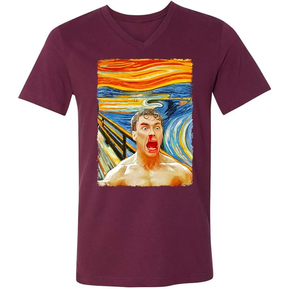 Unisex V-Neck T-Shirt - PJBVXW67 - Maroon - 8