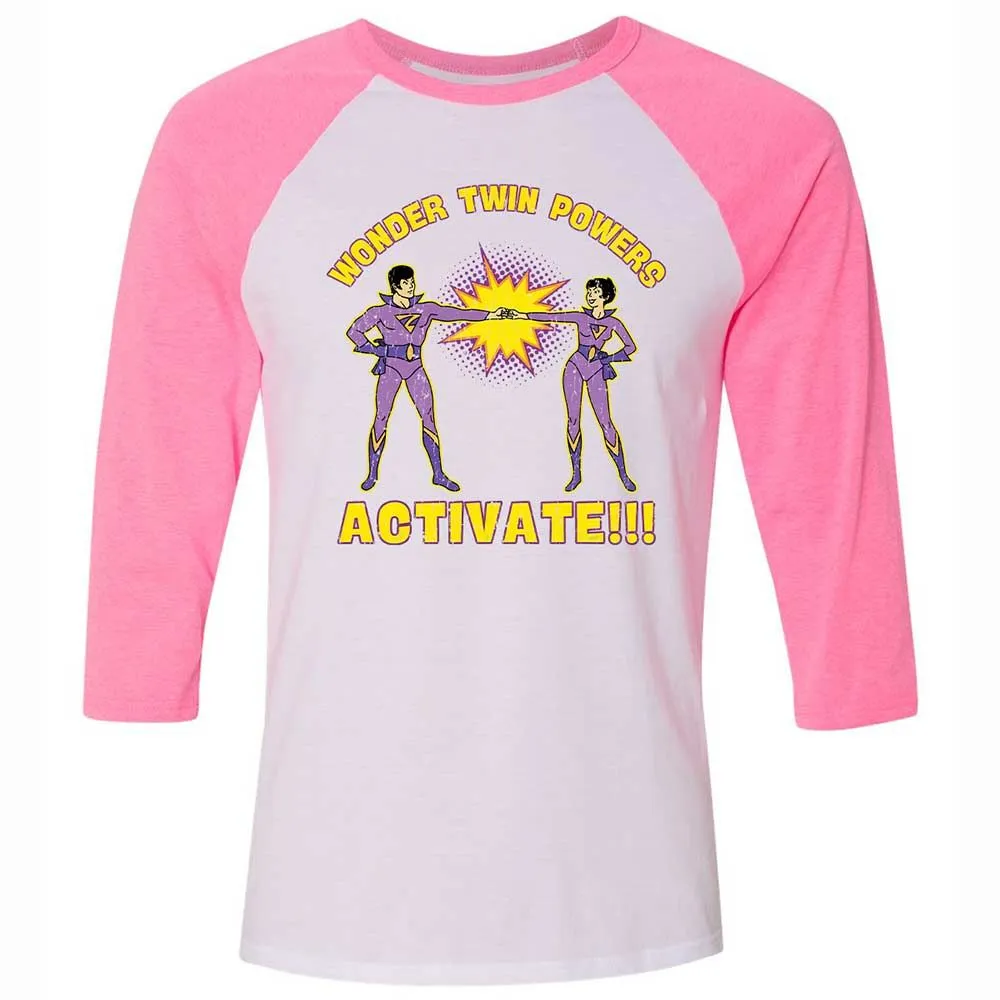 Unisex 3/4 Baseball Tee - H12XCYZC - White/Neon Pink - 12