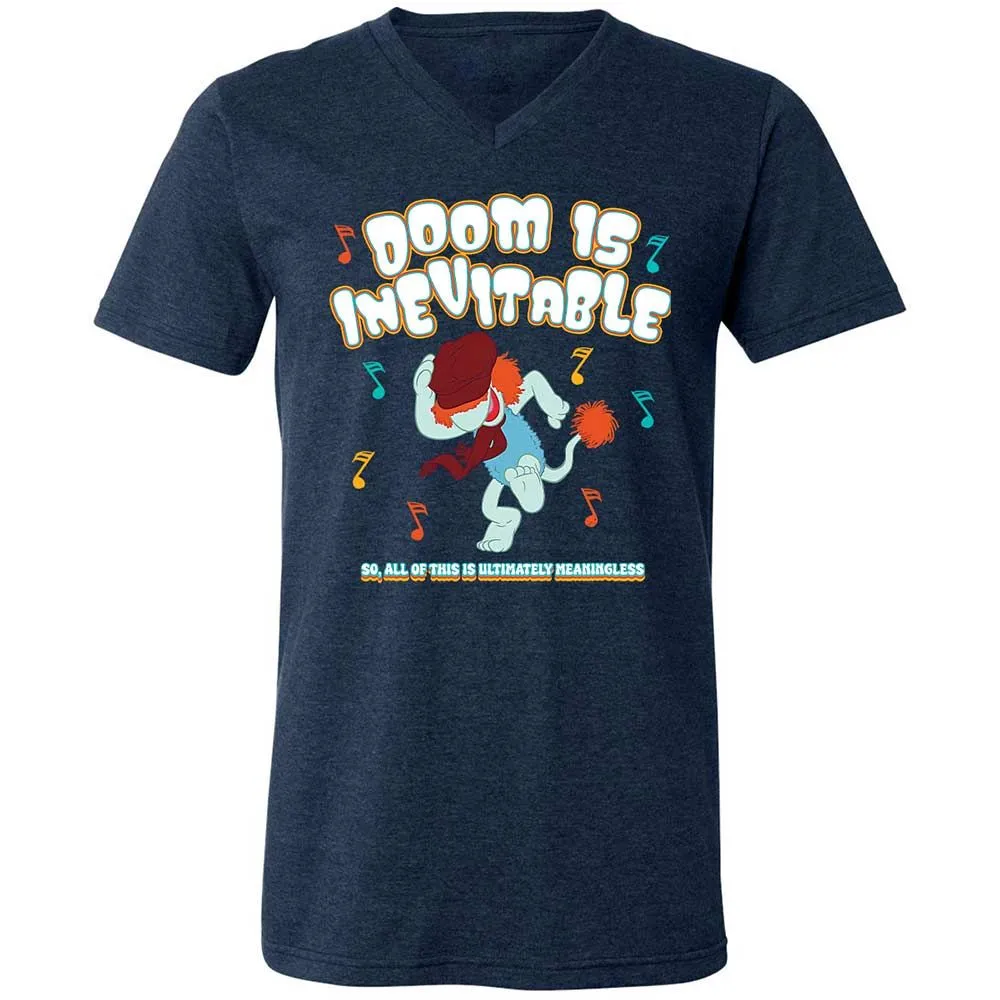 Unisex V-Neck T-Shirt - QKK5GVSX - Heather Navy - 3