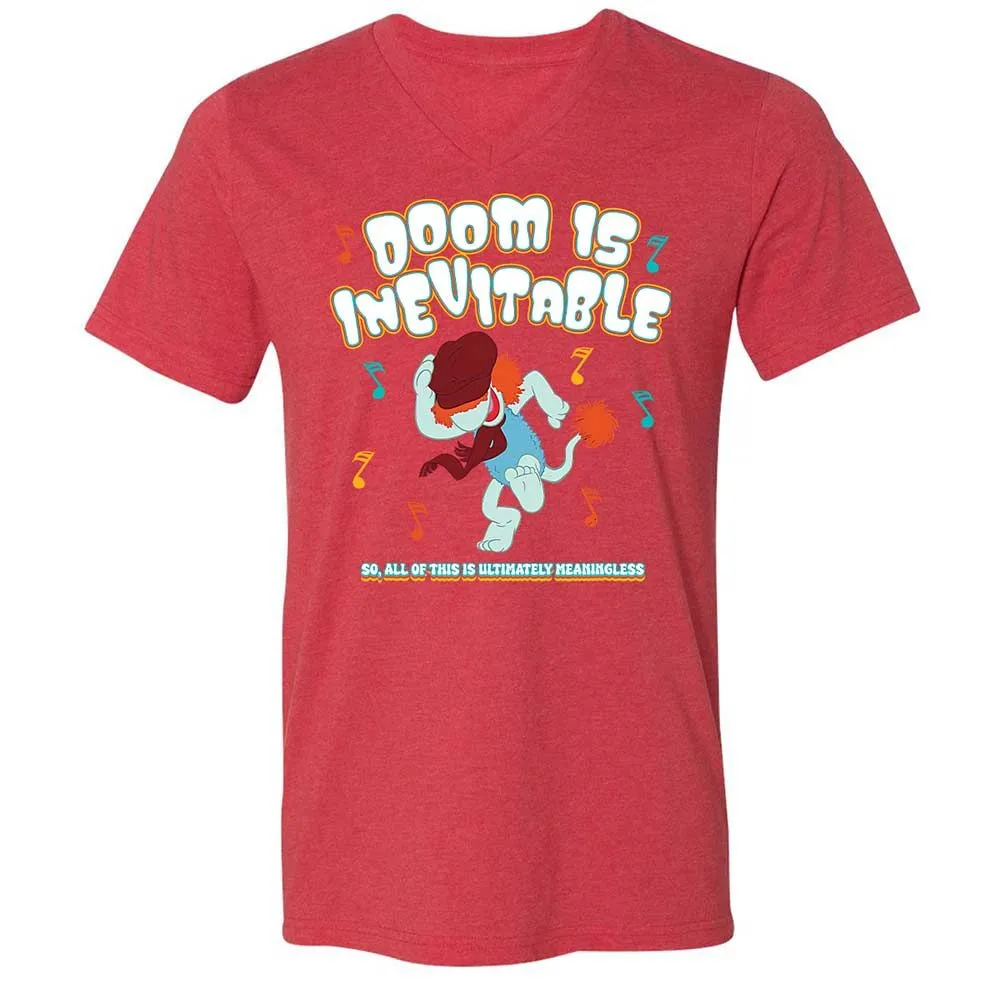 Unisex V-Neck T-Shirt - QKK5GVSX - Heather Red - 7