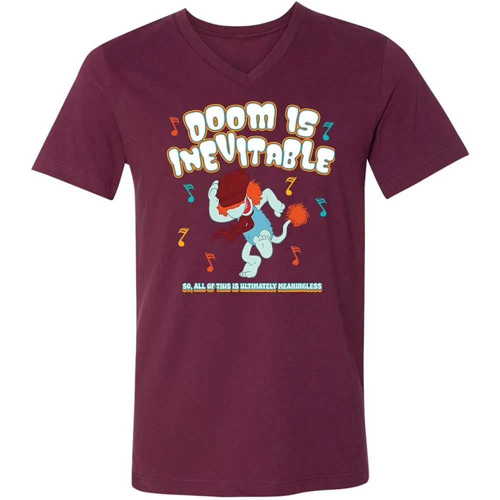 Unisex V-Neck T-Shirt - QKK5GVSX - Maroon - 8