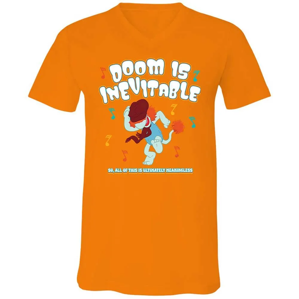 Unisex V-Neck T-Shirt - QKK5GVSX - Orange - 12