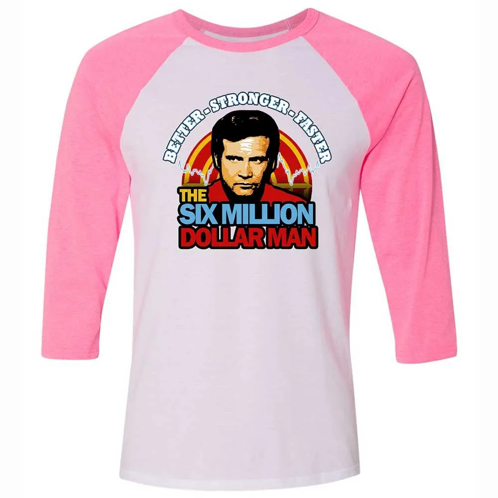 Unisex 3/4 Baseball Tee - P4WWENTL - White/Neon Pink - 12