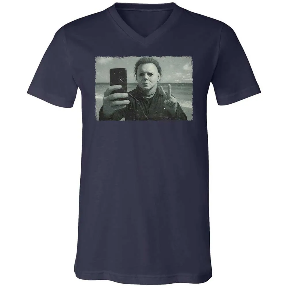 Unisex V-Neck T-Shirt - 8QT7X672 - Navy - 2