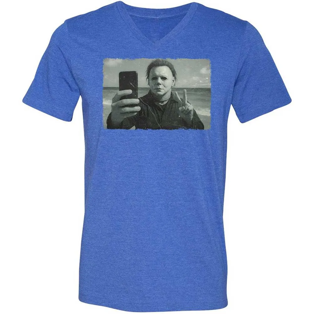 Unisex V-Neck T-Shirt - 8QT7X672 - Heather True Royal - 5