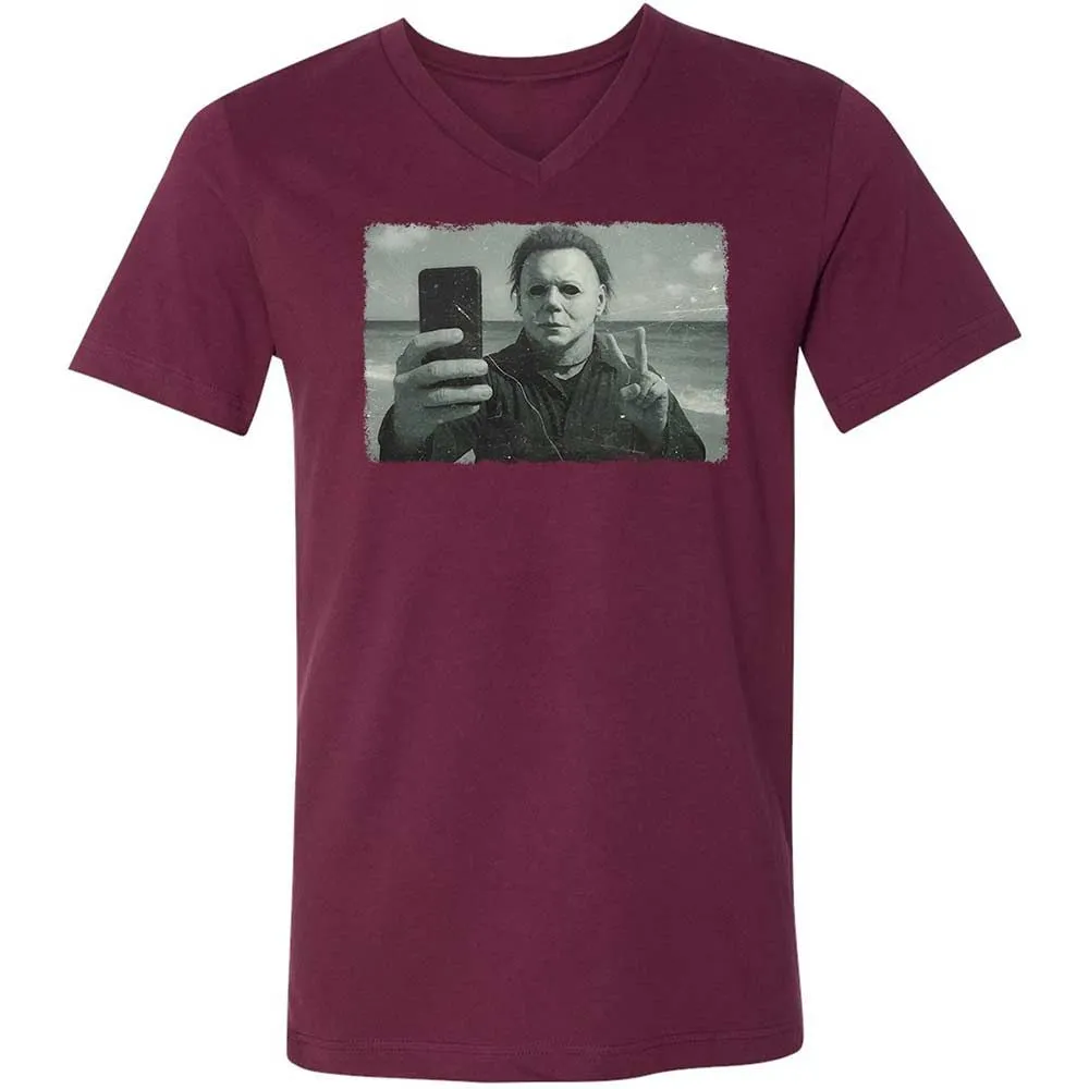 Unisex V-Neck T-Shirt - 8QT7X672 - Maroon - 8