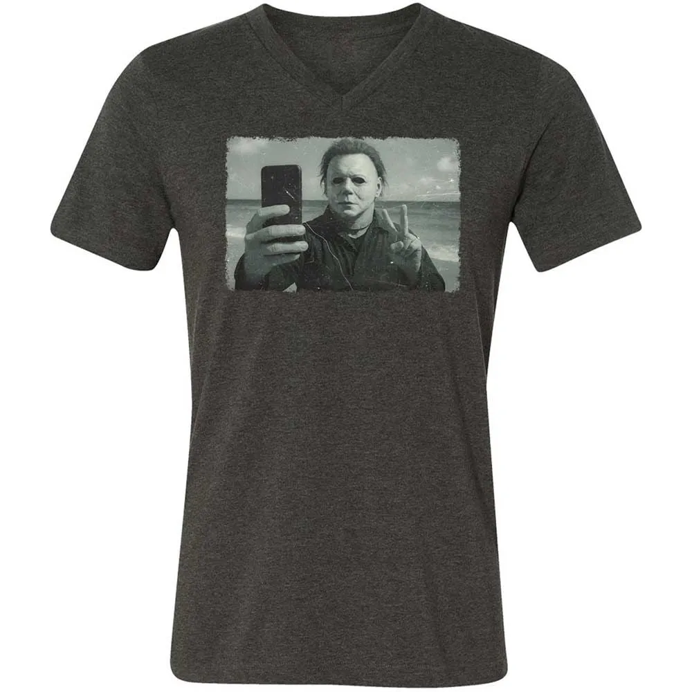 Unisex V-Neck T-Shirt - 8QT7X672 - Dark Grey Heather - 9