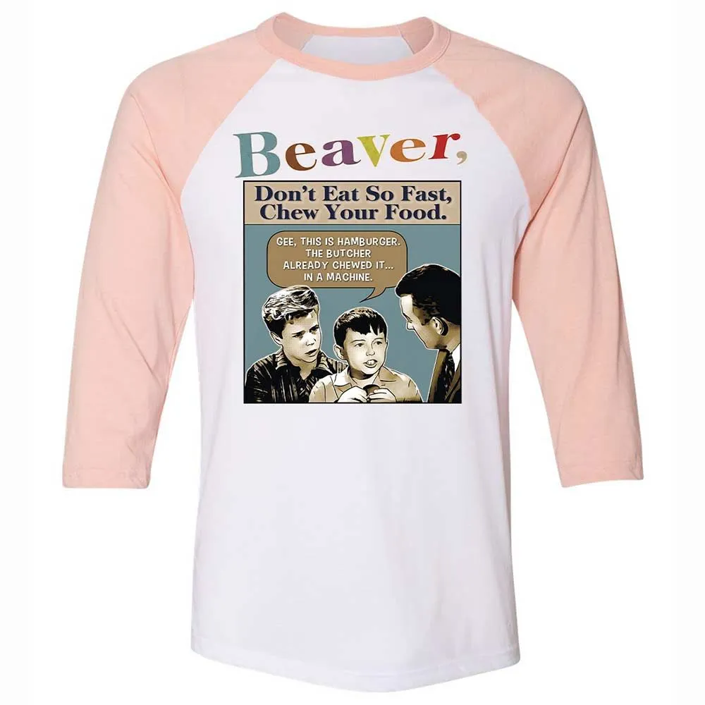 Unisex 3/4 Baseball Tee - AQS83C48 - White/Heather Peach - 5