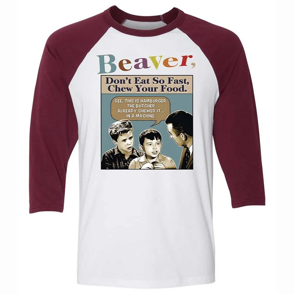 Unisex 3/4 Baseball Tee - AQS83C48 - White/Maroon - 7