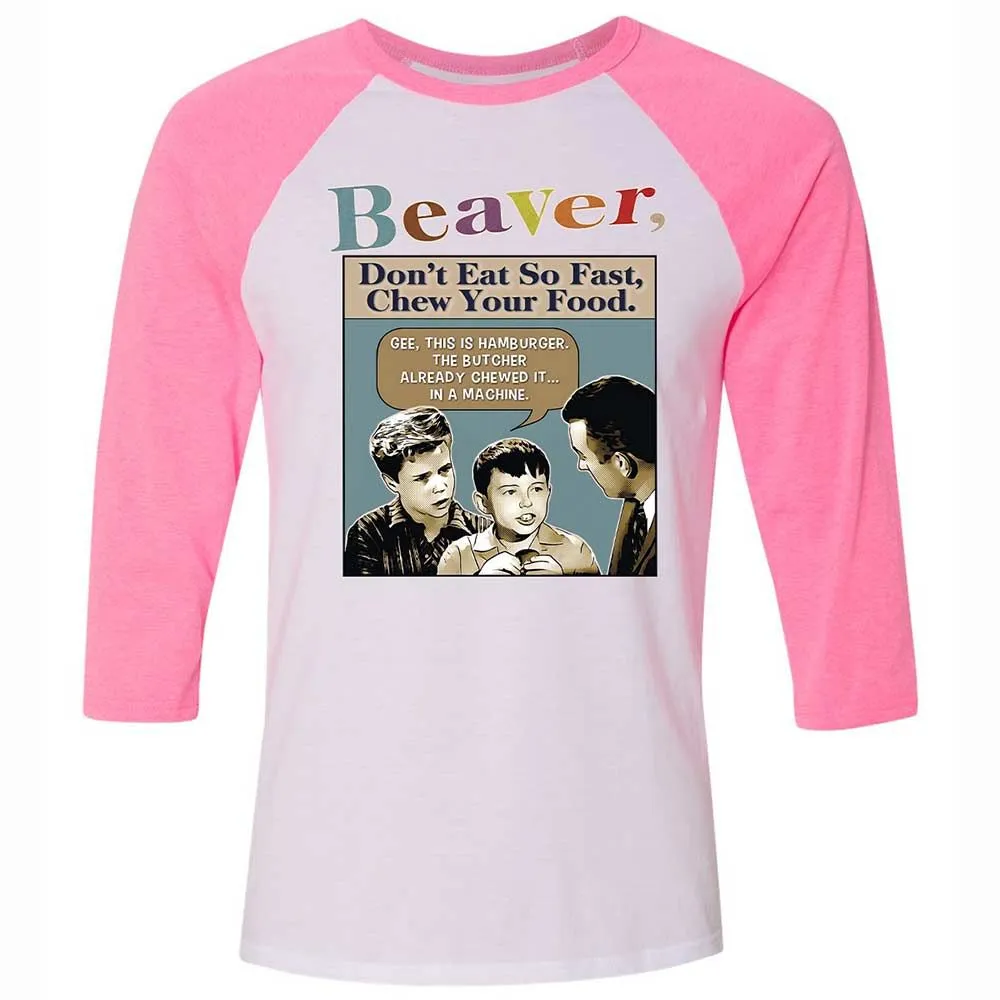 Unisex 3/4 Baseball Tee - AQS83C48 - White/Neon Pink - 12