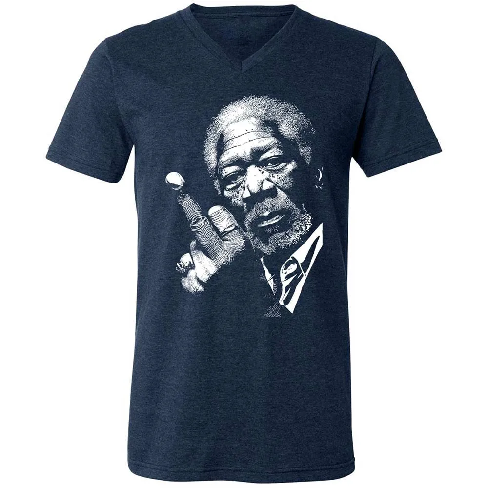 Morgan Freeman middle finger - Heather Navy - 3