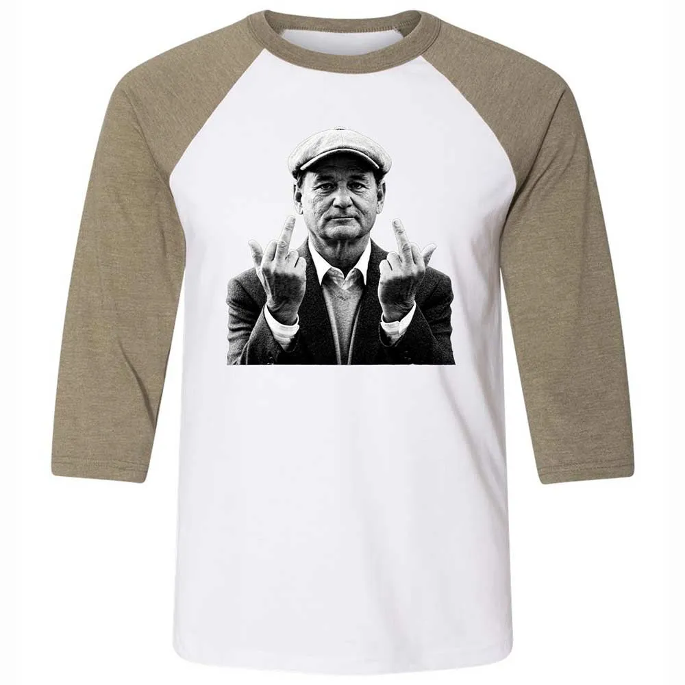 Bill Murray Middle Finger - White/Heather Olive - 4