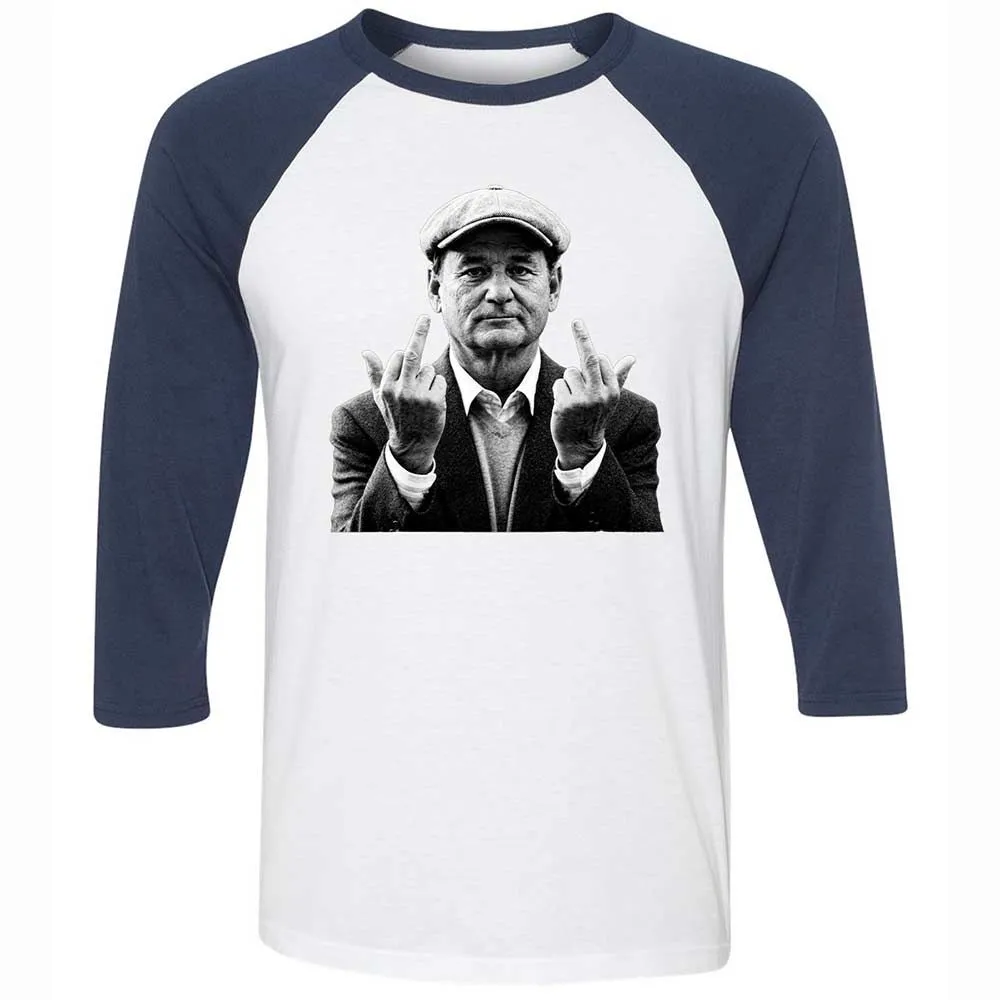 Bill Murray Middle Finger - White/Navy - 8