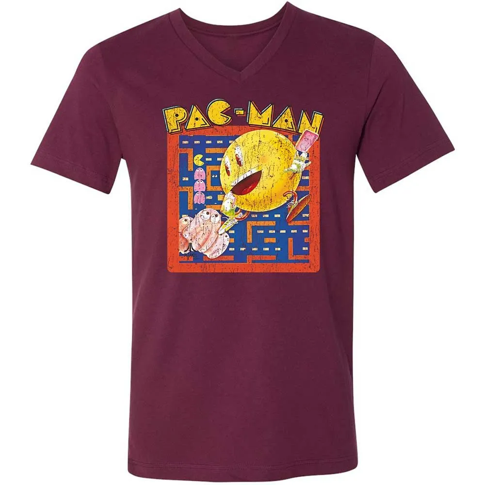 Unisex V-Neck T-Shirt - XJVGAQYZ - Maroon - 8
