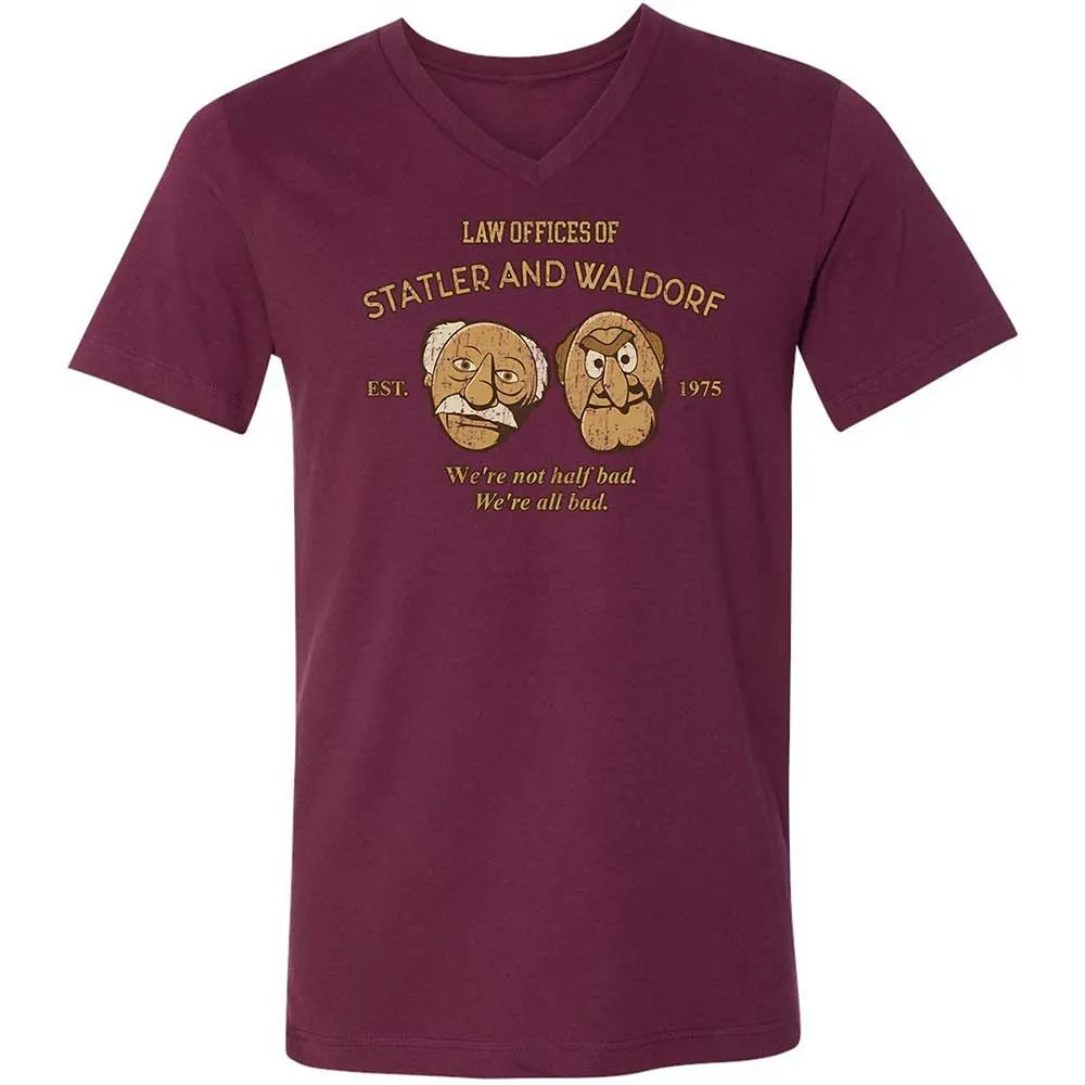 Unisex V-Neck T-Shirt - 1VMU8ZUK - Maroon - 8