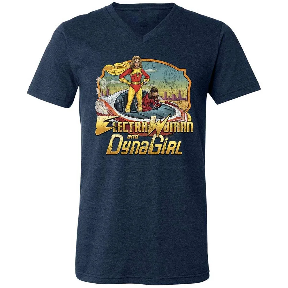 Unisex V-Neck T-Shirt - YE4TCBSK - Heather Navy - 3