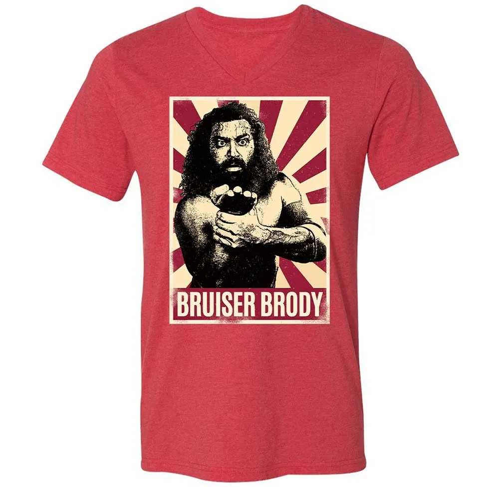 Unisex V-Neck T-Shirt - EMWXBR79 - Heather Red - 7