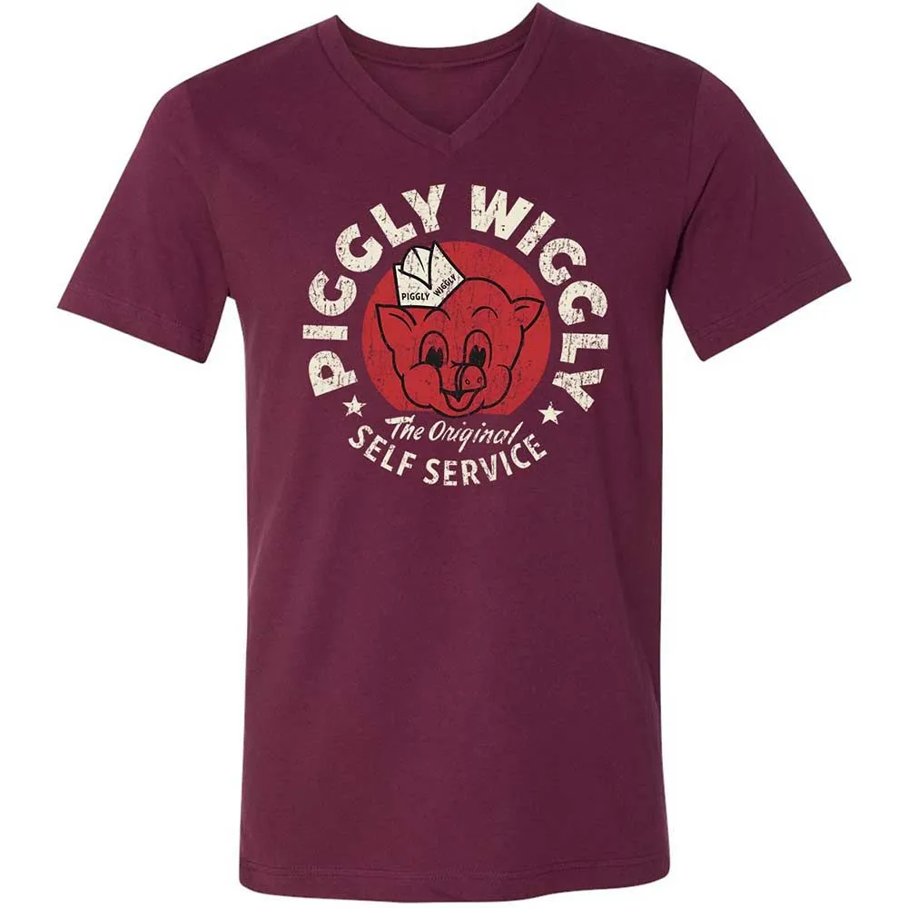 Unisex V-Neck T-Shirt - 3VZJF3VL - Maroon - 8