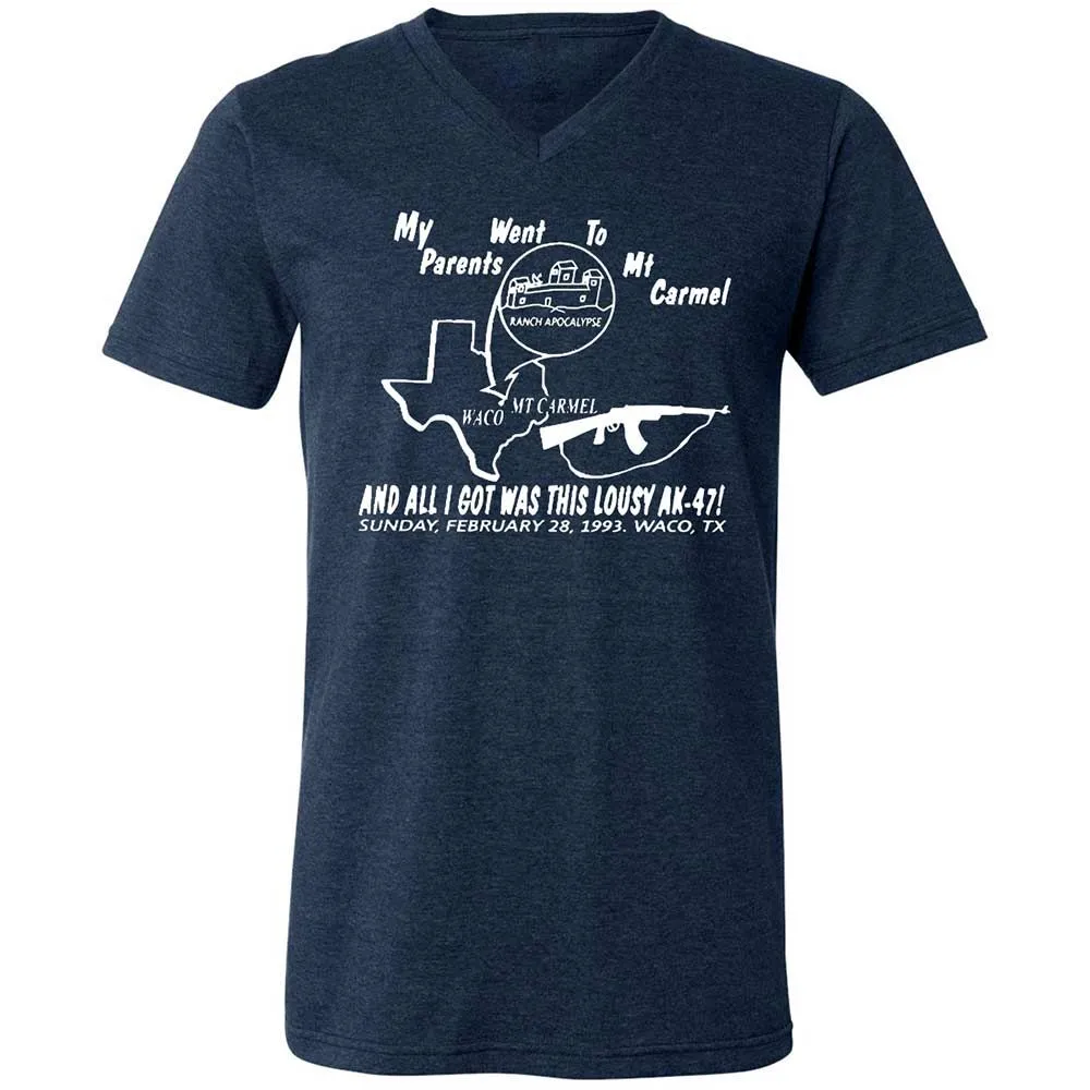 Unisex V-Neck T-Shirt - GNMLJTWC - Heather Navy - 3
