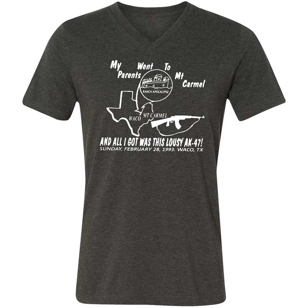 Unisex V-Neck T-Shirt - GNMLJTWC - Dark Grey Heather - 9